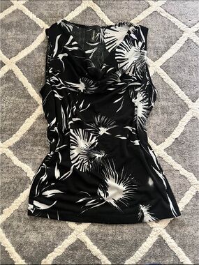 Y2K Black & White Floral Sleeveless Top